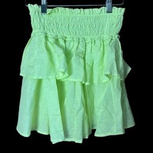 J Crew Crewcuts Girls Linen Blend Skirt Green Yellow Large